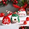 Decorações de Natal Decorações de Natal 10 Pcs Saco de Presente de Orelha Longa Desenhos Animados Papai Noel Plástico Doces Embalagem Sacos Xmas Party Ano H Dh0Tx