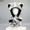 Cosplay Ani Snow Leopard Hairy Hat Winter Warm Plush Paw Cap Cosplay