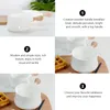 Dinnerware Sets Porcelain Soup Bowls With Wooden Handle Breakfast Bowl Rice Dish Container For Dessert ( White ) 380