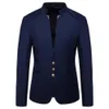 Mens Suits Blazers Chinese Style Mandarin Stand Collar Business Casual Wedding Slim Fit Blazer Men Fit Jacket Male Coat 4XL 231031