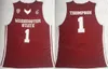 Washington State Cougars College 1 Klay Thompson Maglie Squadra di Basket Colore Rosso Ricamo E Cucito Università Traspirante Per Gli Appassionati Di Sport Puro Cotone NCAA