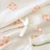 Women's Sleepwear JapaneseStyle Kimono Women Pajamas 2 Set Cute Flower Print ThreeQuarter Sleeve female 100 Cotton Gauze Home Clothes 231031