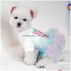 Hundebekleidung Hundebekleidung Layered Rainbow Veil Puppy Sommerkleidung für kleine Hunde Geburtstag Kurzarm Haustierkleider Prinzessin Cat Clothi Dhvhv