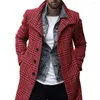 Men's Trench Coats Trendy Men Windbreaker Male Jacket Plaid Coldproof Single Breasted Coat Dressing