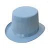 Berretti 1PC Cappello in tinta unita per adulti/bambini Flat Top Prom Carnevale Costume da festa Feltro Mago per spettacolo