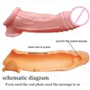 Massageador de brinquedos sexuais reutilizável pênis de pênis brinquedo realista de extensão de silicone para homens pau bainha de ampla bainha