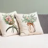 Taie d'oreiller 18X18 Ensemble de 4 décorations de printemps Eucalyptus Farmhouse Covers Throw Home Sofa Decor Coussin