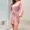 Women's Sleepwear Multi Colors Bridesmaid Gifts Bathrobes Ladies Pajamas Clothes Thin Style Lace Up Bathrobe Sexy Morning Gowns Bride