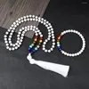 Strand 7 Chakra Natural Stone Necklace Armband Handgjorda pärlor 108 Mala pärlor halsband Set Yoga smycken för kvinnor män välsigna gåva