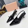 2023 Designer Women Sandals High Heels Summer Pointed Toe Sexy Ankle Strap 5.5cm Embroidered Plus Size Sandals 34-42