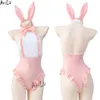 ANI SUMMER POOL PARTY PINK BUNNY GIRL ett stycke Swimstuit Unifrom Women Anime Maid Bodysuit Pamas Outfits Costumes Cosplay Cosplay