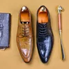 Chaussures habillées Italie Custom Hommes Véritable Cuir Business Formelle Derby Appartements Faits à la main Oxford pour hommes