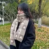 Scarves Knitted Scarf Heart Scarf Black White Plaid Scarf Thickened Warm Winter Women's Scarves Christmas New Year GiftsL231101