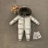 Rompertjes Winter Kinderen Baby Meisje Rompertjes Kleding Kids Jongen Overalls Capuchon Down Jumpsuit Baby Snowsuit borns Kleding 231031