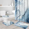 Rideaux de douche marbre fluide bleu rideau de douche tapis antidérapants et tapis de bain rideaux de salle de bain avec R231101