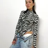 Tute da donna Pagliaccetti Sexy Donna Manica lunga Dolcevita Animal Zebra Print Bodycon Party Body Stretch Slim Body Top