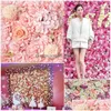 Ghirlande di fiori decorativi Fiori decorativi Fiore artificiale Sfondo muro Decorazione rosa Matrimonio 3D Party Simation Drop Deliv Dhbue
