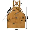 Aprons Durable Work Apron with Tool Pockets Heavy Duty Unisex Canvas Adjustable CrossBack Straps For Carpenter Painting Home BBQ 231031