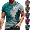 T-shirt manches courtes col rond pour homme, Vintage, personnalité, couleur feuille imprimée, mode, chemise surdimensionnée, respirant, Streetwear