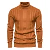 Herrtröjor män Turtlenecks tröjor Knitwear Pullovers Solid Color Långärmad randig tröja Male Casual Daily Multicolor Sweaters S-XXL 231101