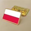 Party Polish Flag Pin 2.5*1,5 cm zink gjuten PVC färgbelagd guld rektangulär medaljongemblem utan tillsatt harts
