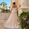 Robes de mariée sirène arabe boho long boho plage Luxueux cristal dentelle appliques robe de mariée sur mesure rose élégante robe de mariée Robes De Mariee robe de mariée