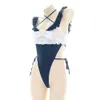 Ani Anime Maid Girl Student Cat Paw Bodysuit Swimsuit Costume Women Ruffle Lingerie Pamas Cosplay
