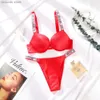 BRAS SETS VS Rhinestone Underwear Women Set Brand Design Sexig underkläderuppsättning Sömlös push -up trosor bh -uppsättningar plus storlek röd rosa bh y0911 T231101