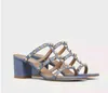 Summer Calfskin Leather Ankle Strap Chunky Caged Spikes Wedge Sandaler Pumpar Straw Weaving Parting Wedding Dress Shoes Ankel Strap Platform Gladiator Dress Evening Evening