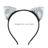 Fasce per capelli Nave Coreana Fasce per capelli transfrontalieri Bowknot Animale Paillettes bifacciali Orecchio di gatto Fascia per capelli Tessuto per feste da donna Consegna di goccia J Dhtx0