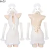 Ani Christmas Snow Angel Girl Furry Sticke Dress Unifrom Women Bunny Backless Nightdress Pamas Outfits Costumes Cosplay