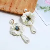 Dangle Earrings Fashion Simple Creative Personality Water Drop For Women With Faux Pearl Cloth Flower Design Female Charm Kolczyki
