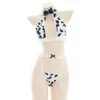 Ani Cow Serisi Mayo Bodysuit Bikini Hizmetçisi Unifrom Kostüm Yaz Plajı Kawaii Kız Mayo Etek Üniforma Set Cosplay Cosplay