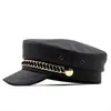 Basker Trend Winter Hats for Women French Style Pu Baker's Boy Hat Baseball Cap Black Visor Hat Gorras Casquette 231031