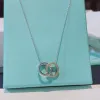 Classic style Double Ring Pendant Necklace Women's Silver Rose Gold Designer necklace Women's engagement gift jewelry