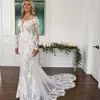 Sexy rückenfreies Strand-Spitze-Hochzeitskleid mit langen Ärmeln Mermaid Bohemian Brautkleider Sheer Neck Applique Sommer Vestido De Novia 2023