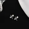 Серьги-гвоздики из стерлингового серебра 925 пробы с геометрическим рисунком для женщин и девочек, простые модные круглые шарики, дизайнерские украшения, подарок на день рождения, падение