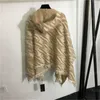 Fashion Cloak Women Jacket Full Print Letter Lazy Style Loose Versatile Cape Tassel Hem Knitted Shawl Top Designer Womens Clothing
