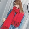 Scarves QLUKEOYY 150g Imitation Cashmere Scarf Brushed Pure Color Thick Scarf Long Scarf Winter Tassel Shawl Women 231101