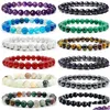 Frisado Frisado Strands 8mm Gemstones Pulseiras Para Homens Mulheres Pedra Cura Bead Semiprecioso Estiramento Redondo Cristal Unisex Drop Deli Ama Dhhzp