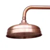 Bathroom Shower Heads Antique Red Copper Round 8" Rainfall Shower Head Extension Pipe Wall Arm Shower Arm Bathroom Accessory Standard 12" Nsh100 231031