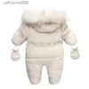 Jumpsuits Winter Baby Jumpsuit Thick Warm Infant Hooded Inside Fleece Rompers Newborn Boy Girl Overalls Outerwear Kids SnowsuitL231101