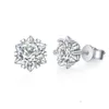 S925 prata esterlina 1ct 2ct 3ct 4ct moissanite diamante floco de neve push back studs para homens