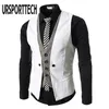 Herenvesten nep tweedelige blazer mannen met één borste casual v-neck persoonlijkheid Slim fit jas zakelijke jas 230331