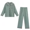 Женская одежда для сна, пижамы, осенне-весенний мягкий комплект с длинными рукавами, пижама с рисунком в сетку, женская домашняя ночная рубашка, кардиган 231031