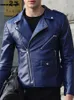 Jaqueta masculina de couro falso mauroicardi primavera outono curto cabido legal preto couro falso motociclista jaqueta masculina zíper manga comprida plus size roupas 4xl 5xl 231031