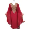 Vêtements ethniques Robe rouge Georgette marocaine de Dubaï Chemise longue Farasha Robe de soirée 56 pouces