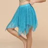 Юбки для латинских танцев, пикантные женские блестящие юбки с пайетками, модный шарф, нерегулярная танцевальная одежда, костюм для сальсы