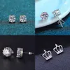 Diamantes CZ Joyas de Plata 925 Agujas Puras Pendientes Dama Cuadrado Moiseanite - Ear