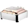 Dinnerware Sets Gold Plated Brass Royal Chafing Dish Warmer Set With Glass Top Quality El Buffet Stove Equipment